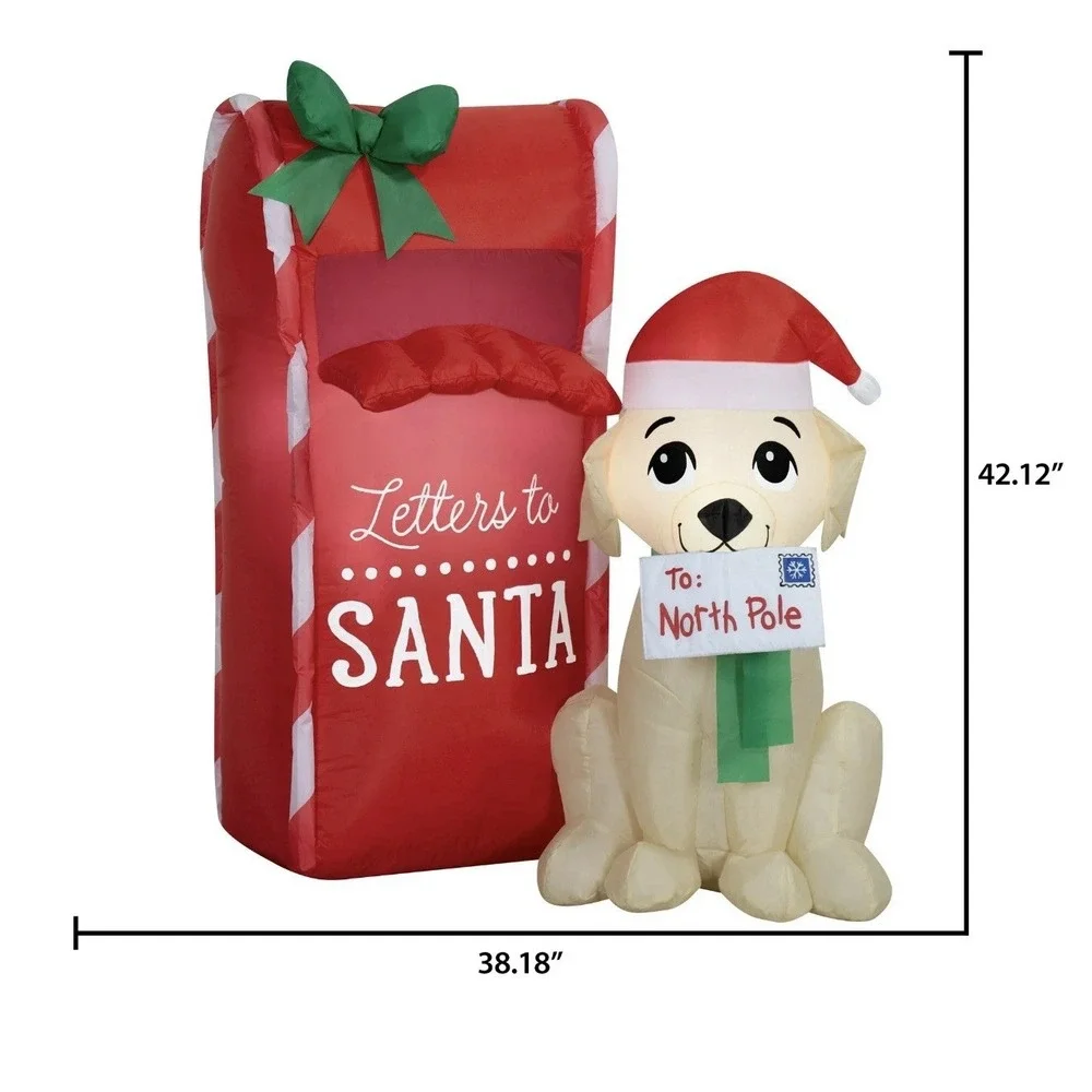 Holiday Time Mailbox Dog Christmas Airblown Inflatable 3.5' Letters To Santa NEW